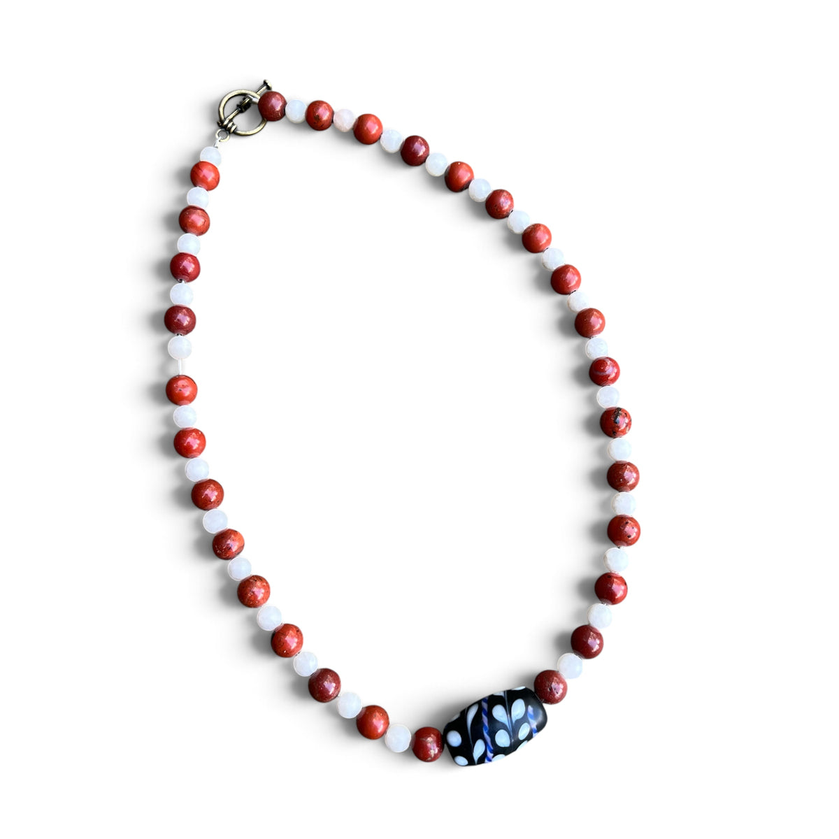 Quartz and Red Jasper Beaded Necklace