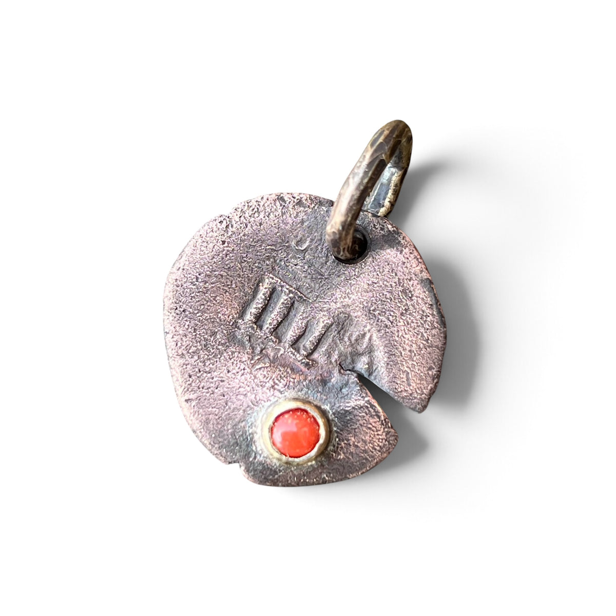 1600’s Colonial Spanish Copper Cob Coin Pendant with Mediterranean Coral