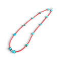 Mediterranean Coral and Turquoise Beaded Necklace with Sterling Silver Clasp Jewelry