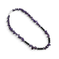 Amethyst and Onyx Beaded Necklace with Sterling Silver Clasp Jewelry