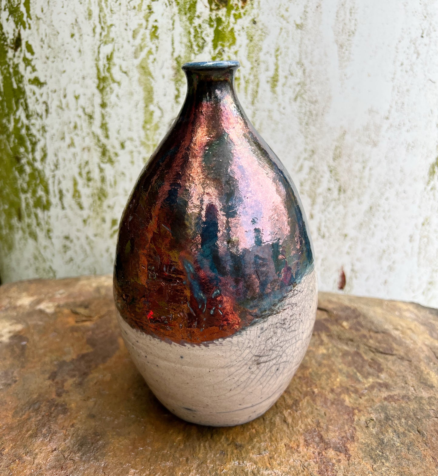 Handmade Pottery Raku Fired Bottle