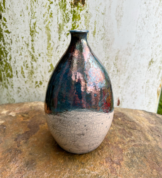 Handmade Pottery Raku Fired Bottle