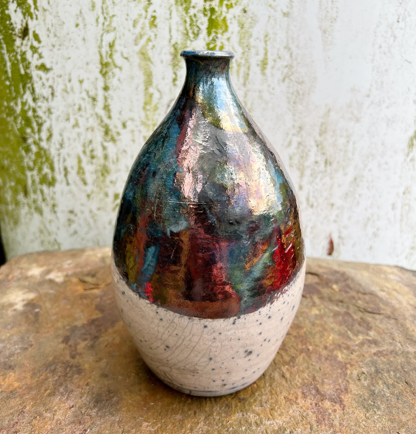 Handmade Pottery Raku Fired Bottle